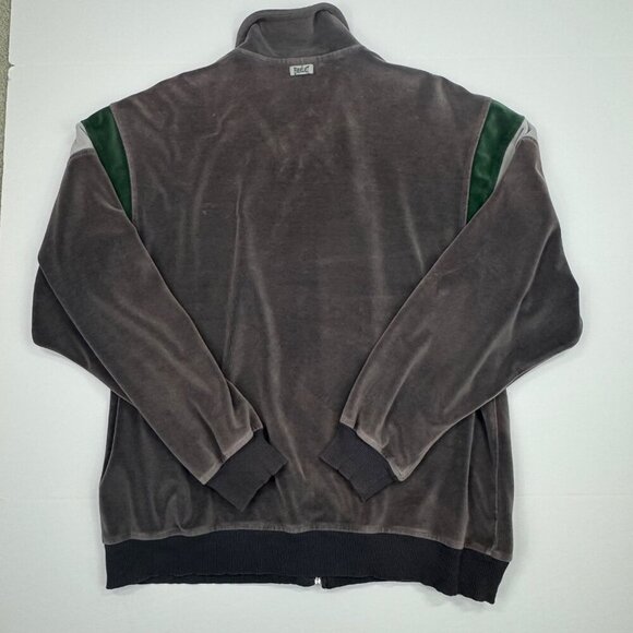 Everlast Vintage Men’s Velour Track Jacket Size L Full Zip Gray Green Streetwear - Picture 9 of 11